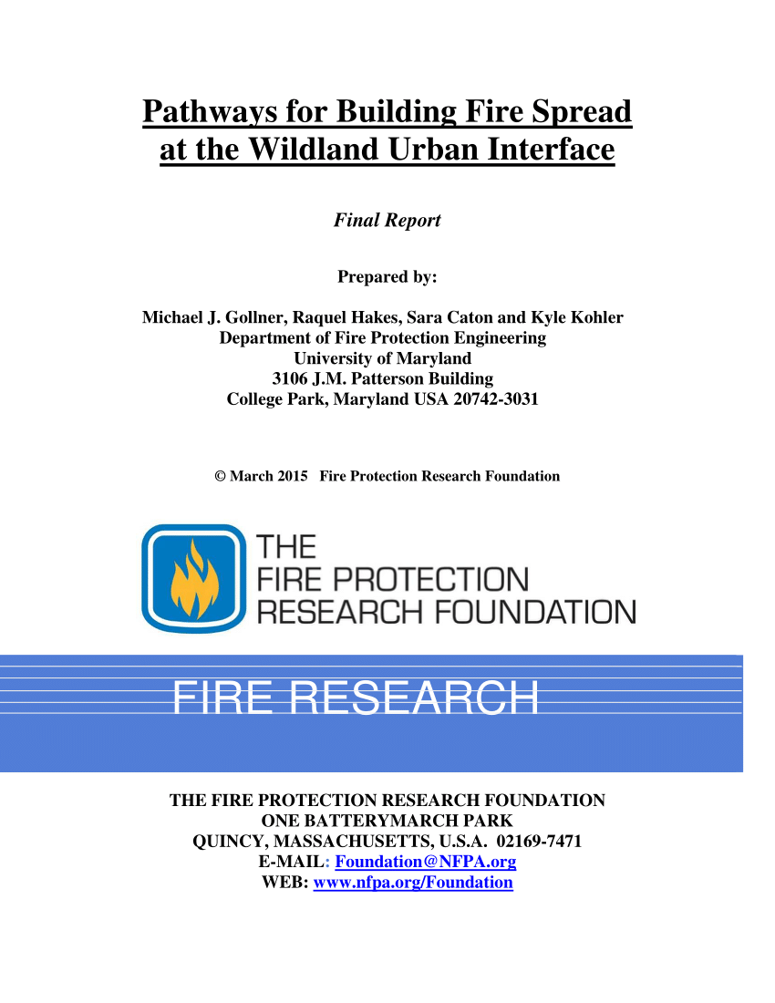 Pdf Pathways For Building Fire Spread At The Wildland Urban Interface