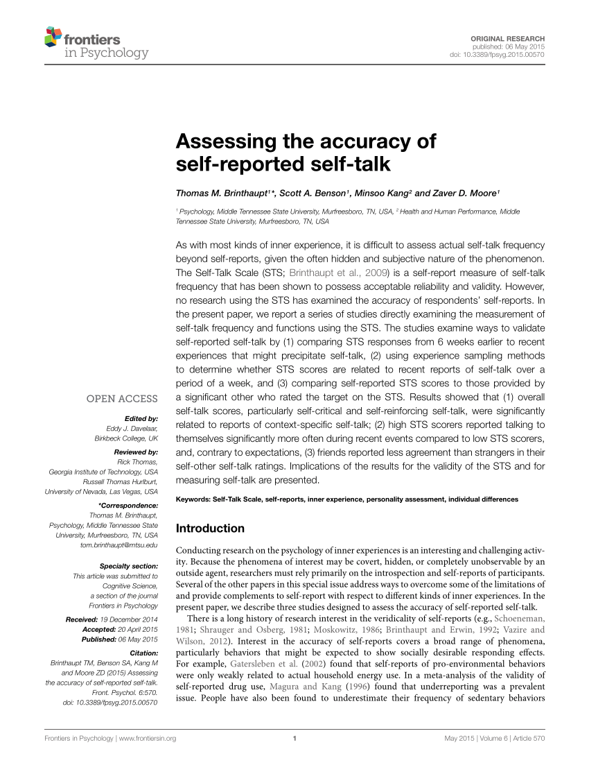 Frontiers  Measuring the Frequency of Inner-Experience Characteristics by  Self-Report: The Nevada Inner Experience Questionnaire