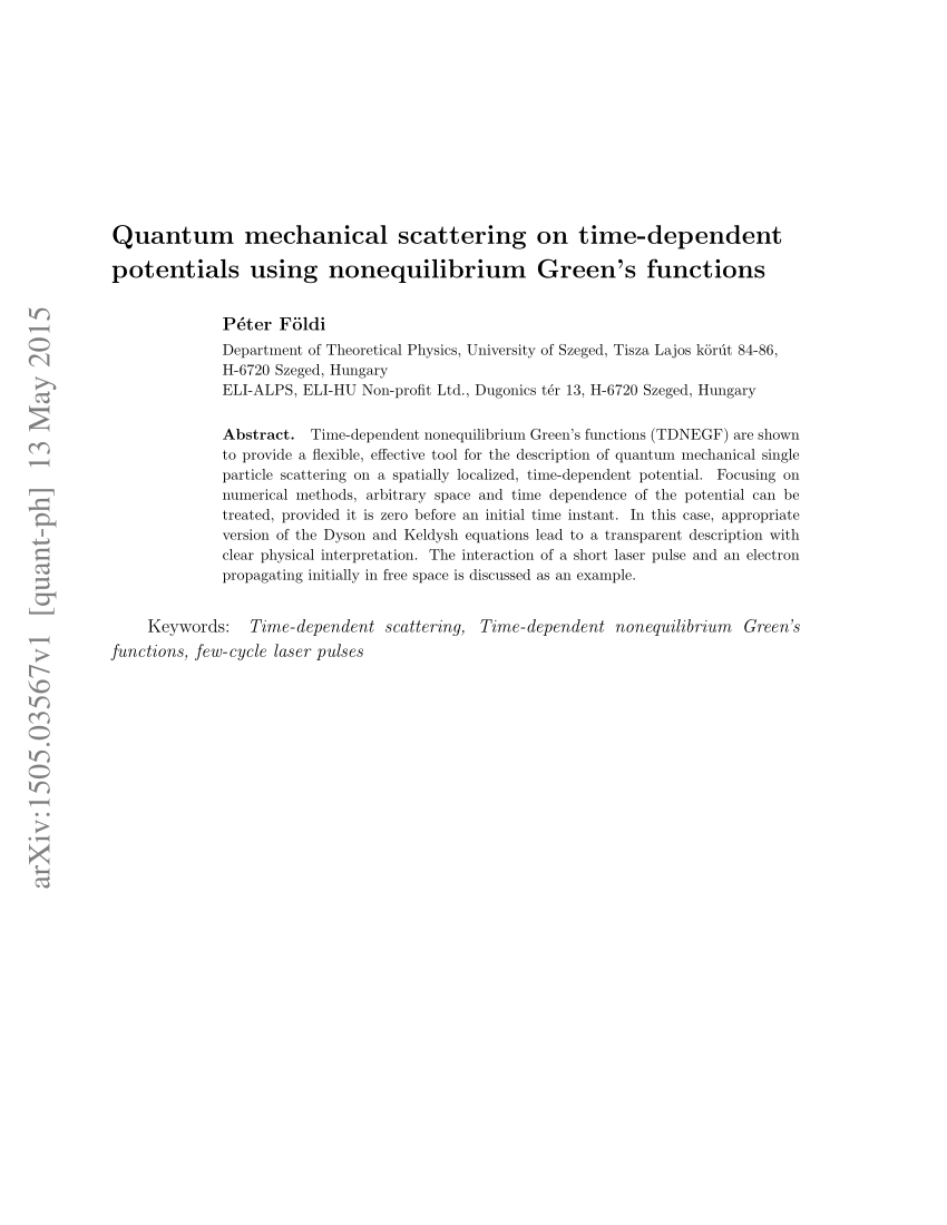 PDF) Quantum mechanical scattering on time-dependent potentials