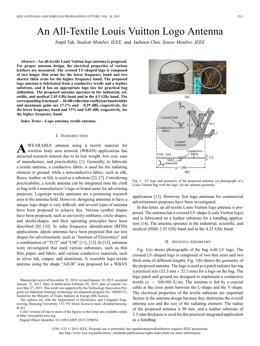 (PDF) An All-textile Louis Vuitton Logo Antenna