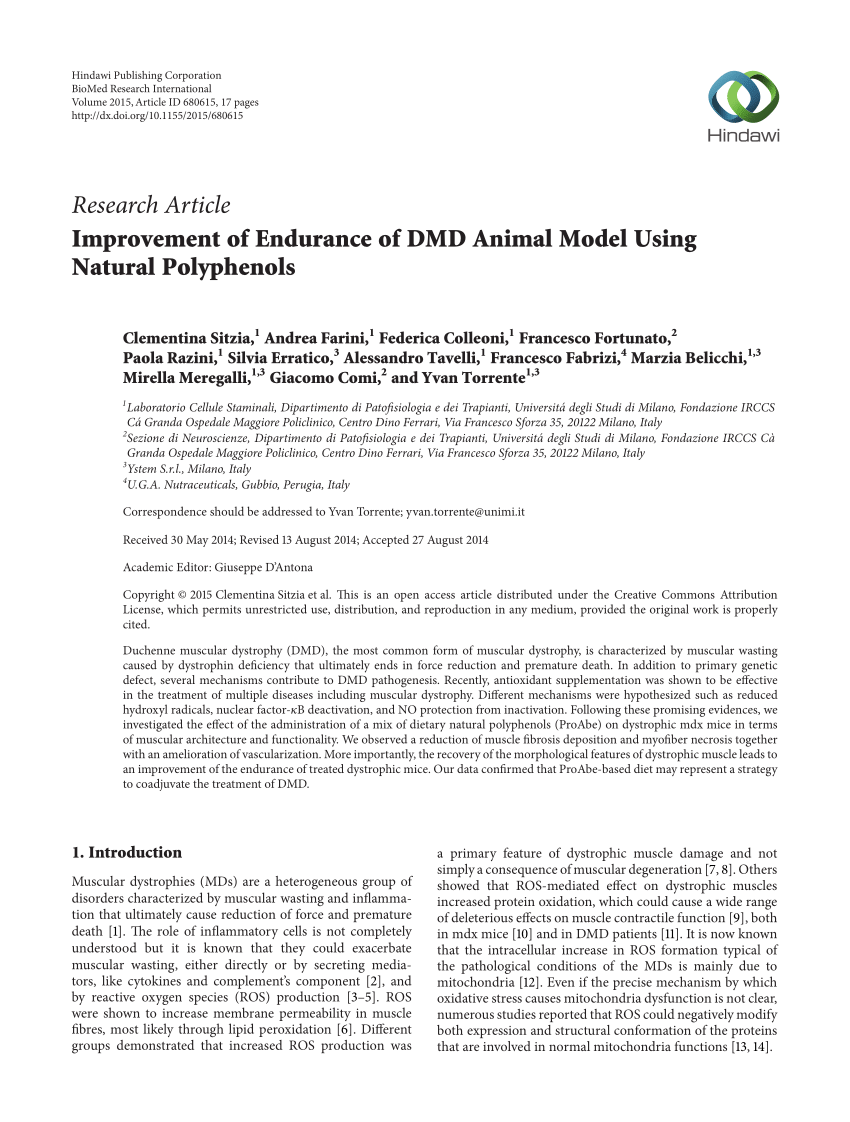 Improvement Endurance of DMD Animal Model Using Polyphenols