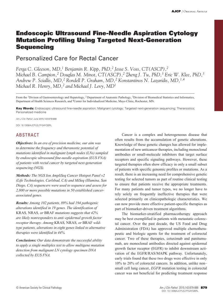 PDF) Endoscopic Ultrasound Fine-Needle Aspiration Cytology ...