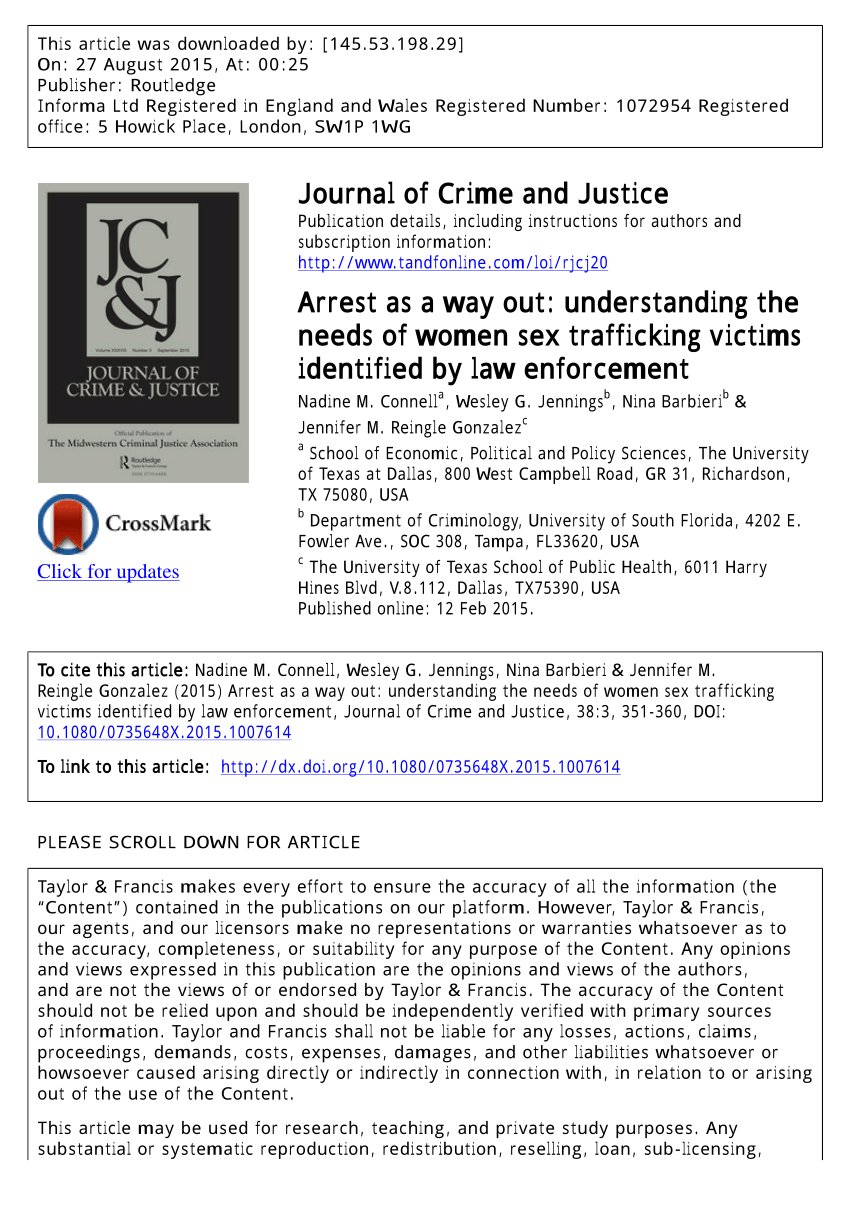 Pdf Arrest As A Way Out Understanding The Needs Of Women Sex