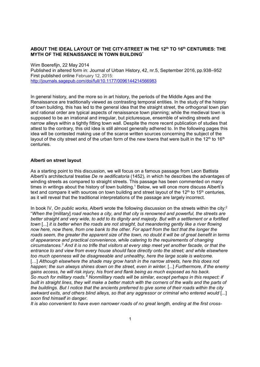 PDF) About the Ideal Layout of the City Street in the Twelfth to Sixteenth  Centuries: The Myth of the Renaissance in Town Building