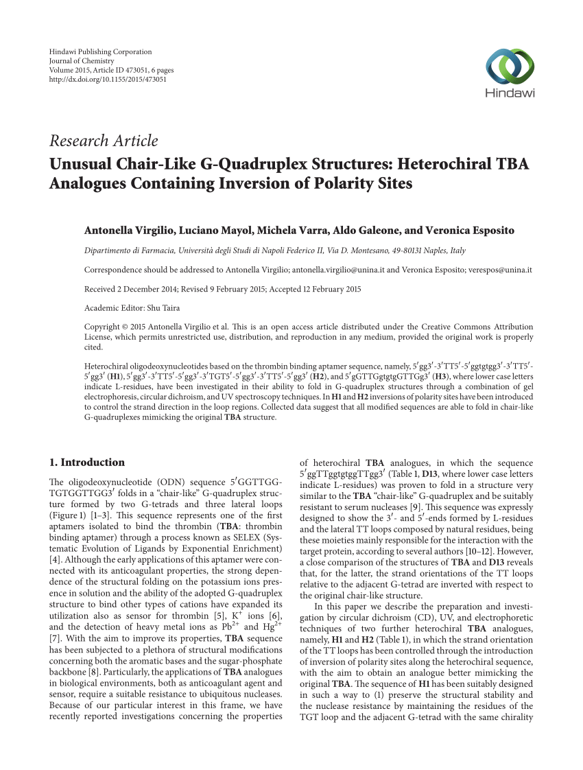 Pdf Unusual Chair Like G Quadruplex Structures