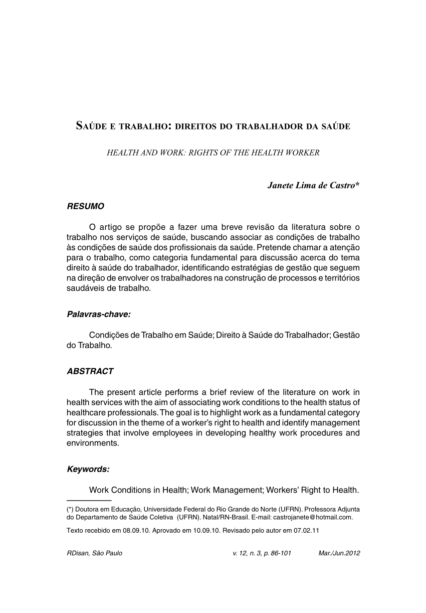 PDF) O peso do trabalho leve feminino à saúde