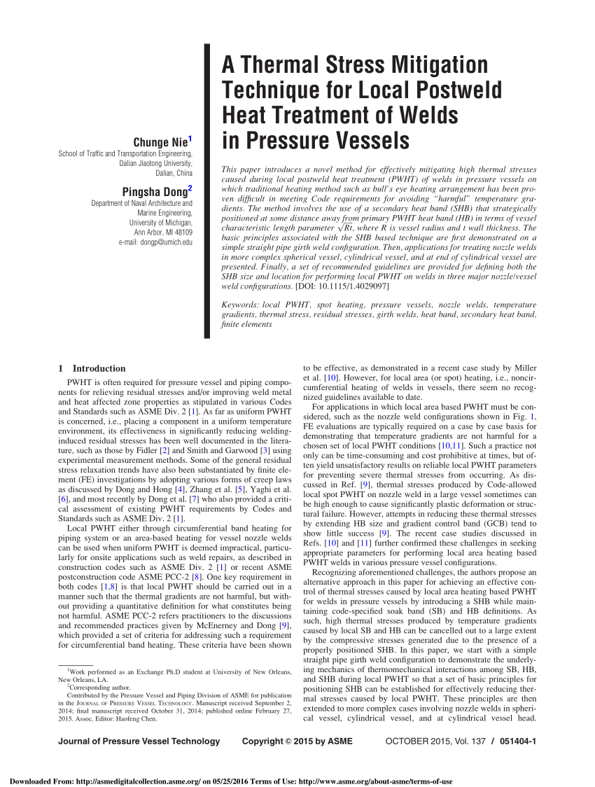 (PDF) A Thermal Stress Mitigation Technique for Local Postweld Heat ...