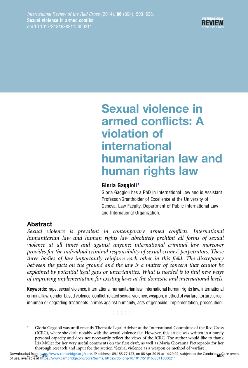Sexual Violence in Armed Conflict (SVAC)