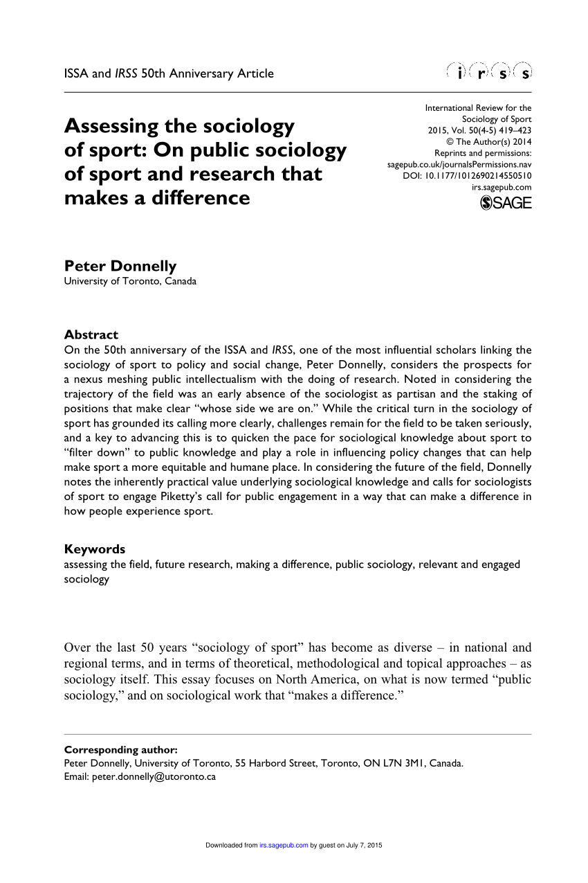 sports sociology research papers