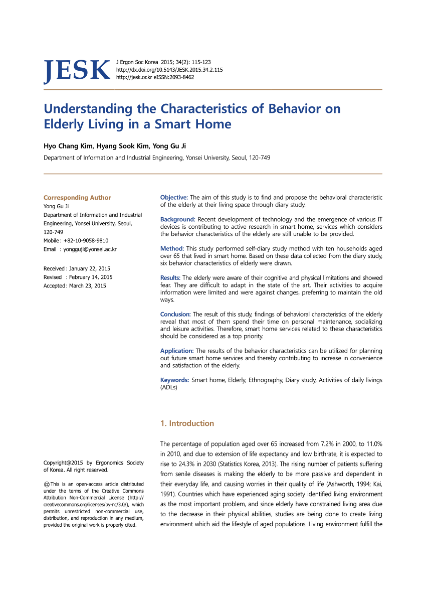 PDF) Understanding the Characteristics of Behavior on Elderly