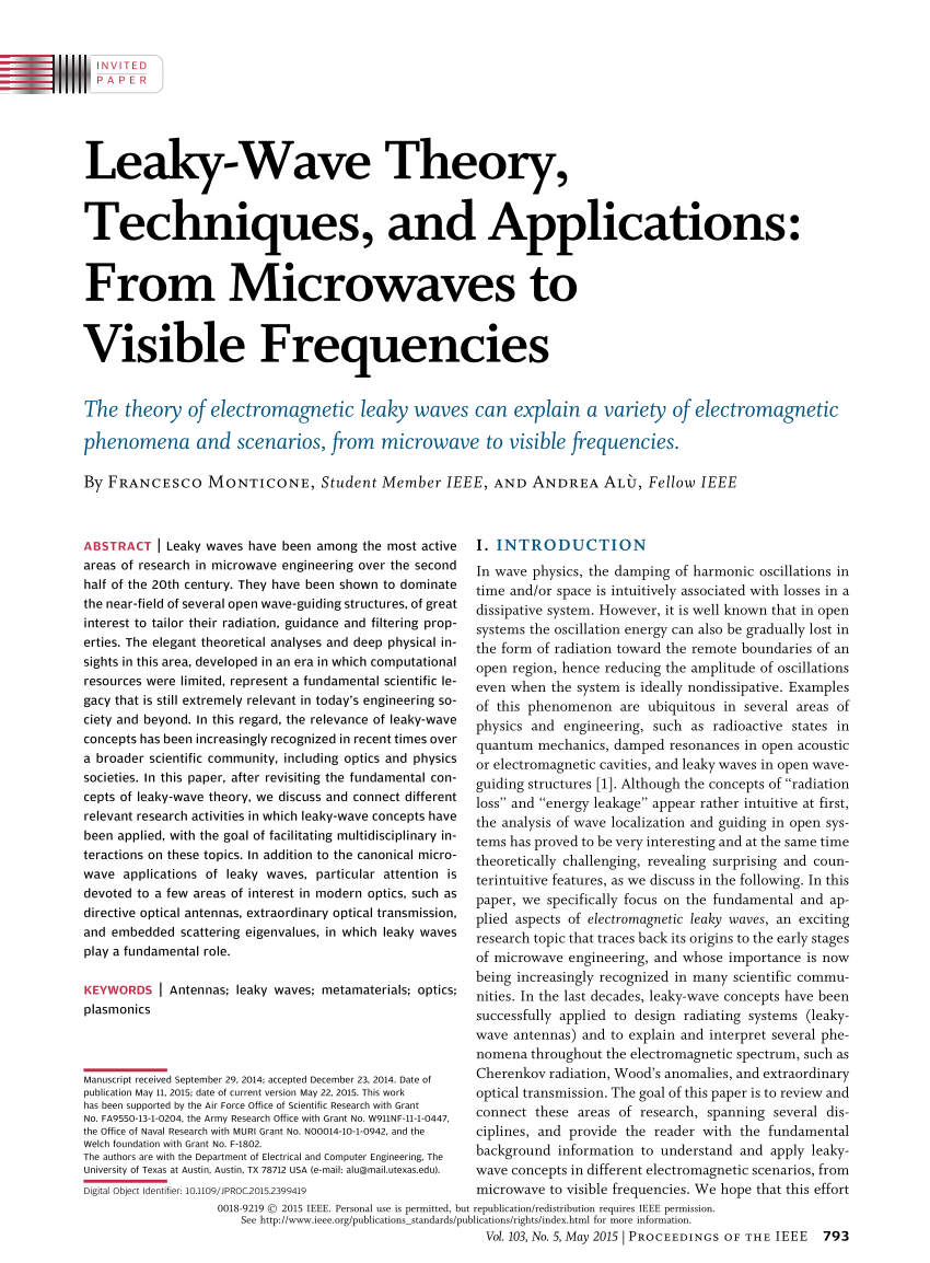 Pdf Leaky Wave Theory Techniques And Applications From - 