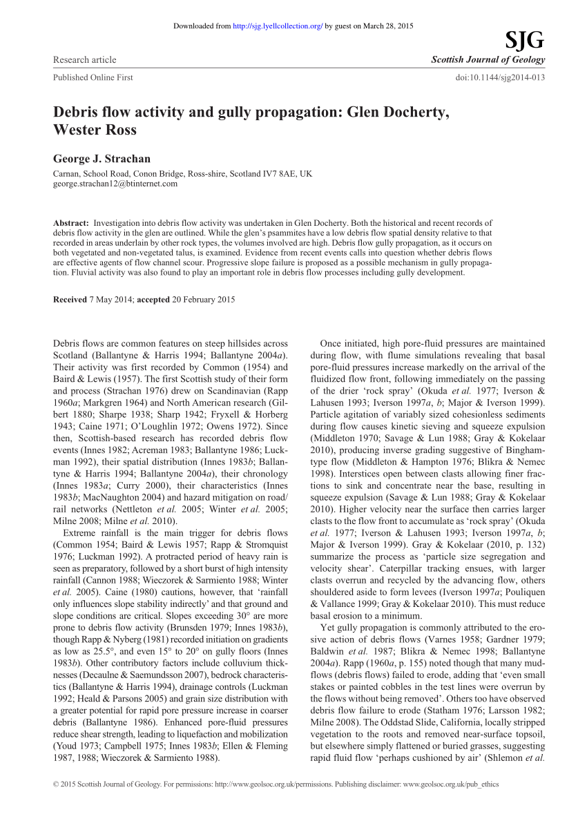 PDF) Debris flow activity and gully 