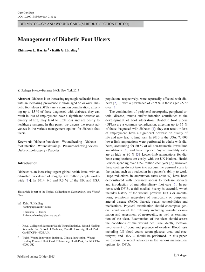 literature review on the management of diabetic foot ulcer
