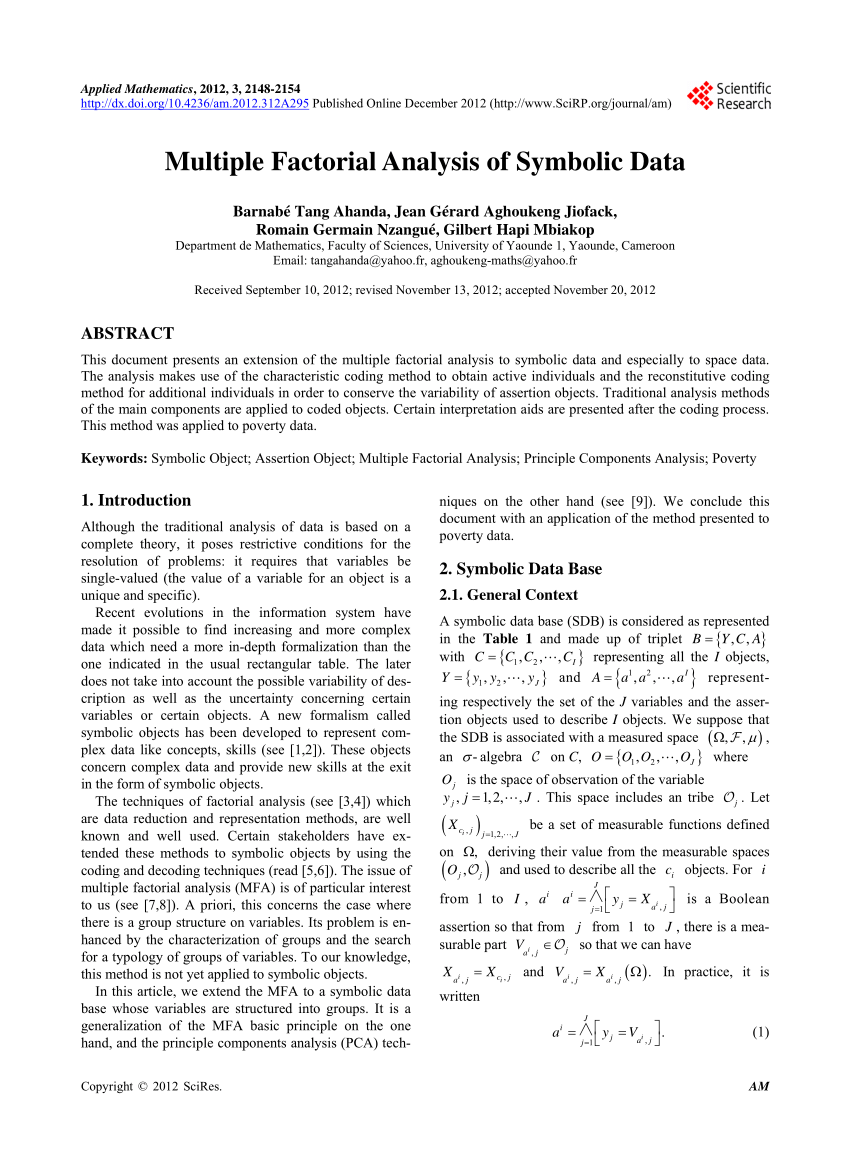 (PDF) Multiple Factorial Analysis of Symbolic Data