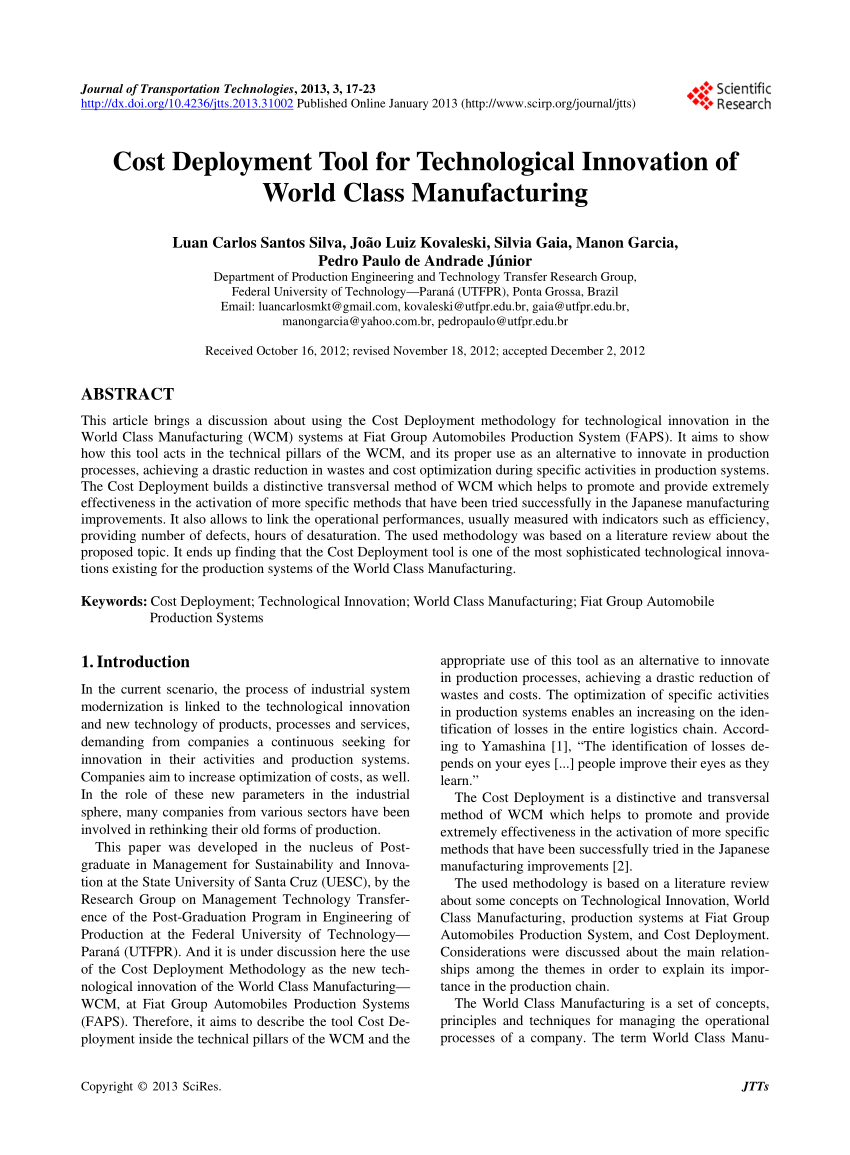 November 2010 WCM PILLARS World Class Manufacturing Cost