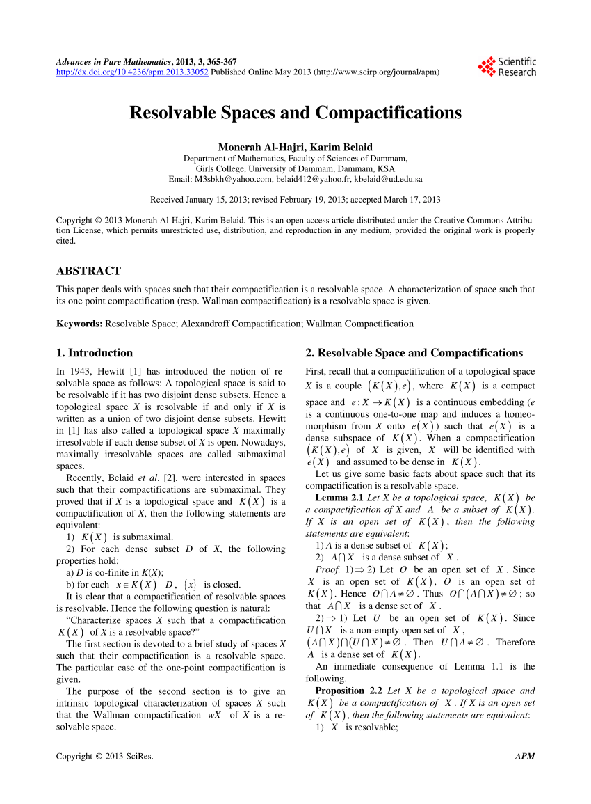 PDF Resolvable Spaces and Compactifications