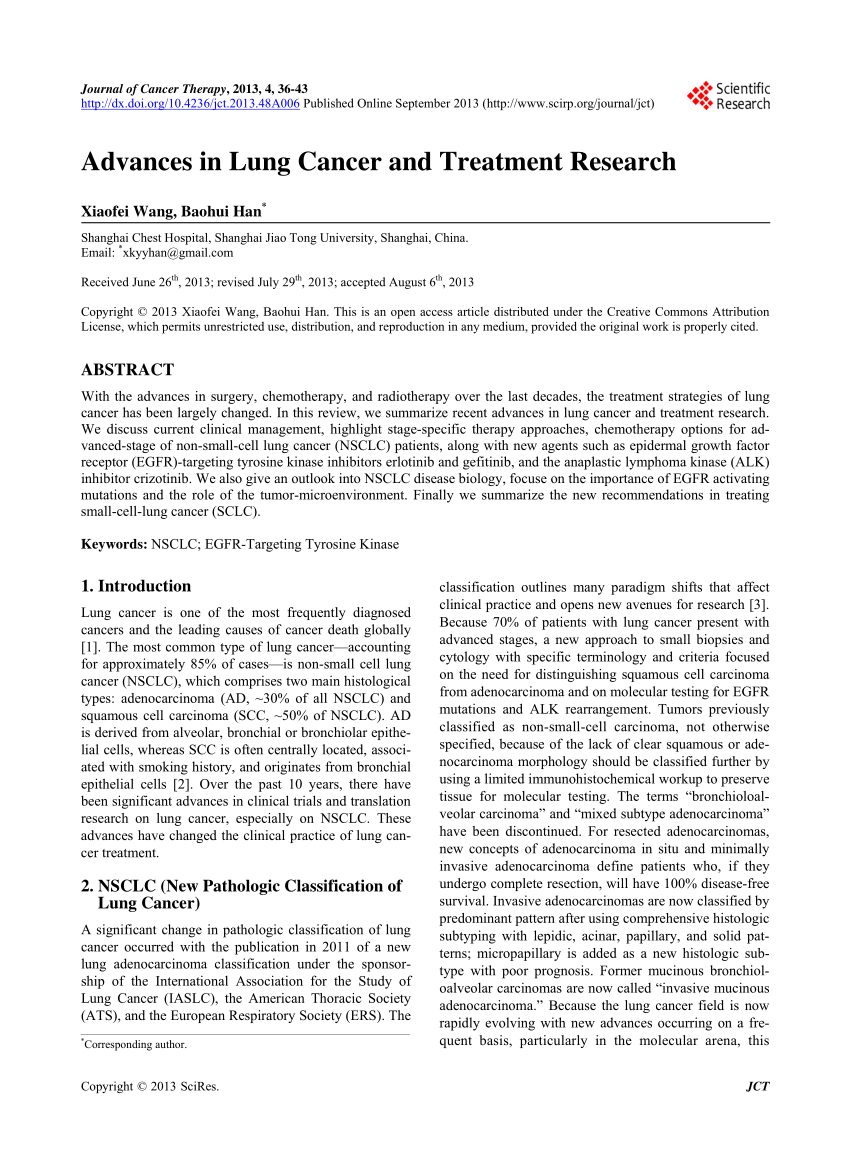 (PDF) Advances in Lung Cancer and Treatment Research