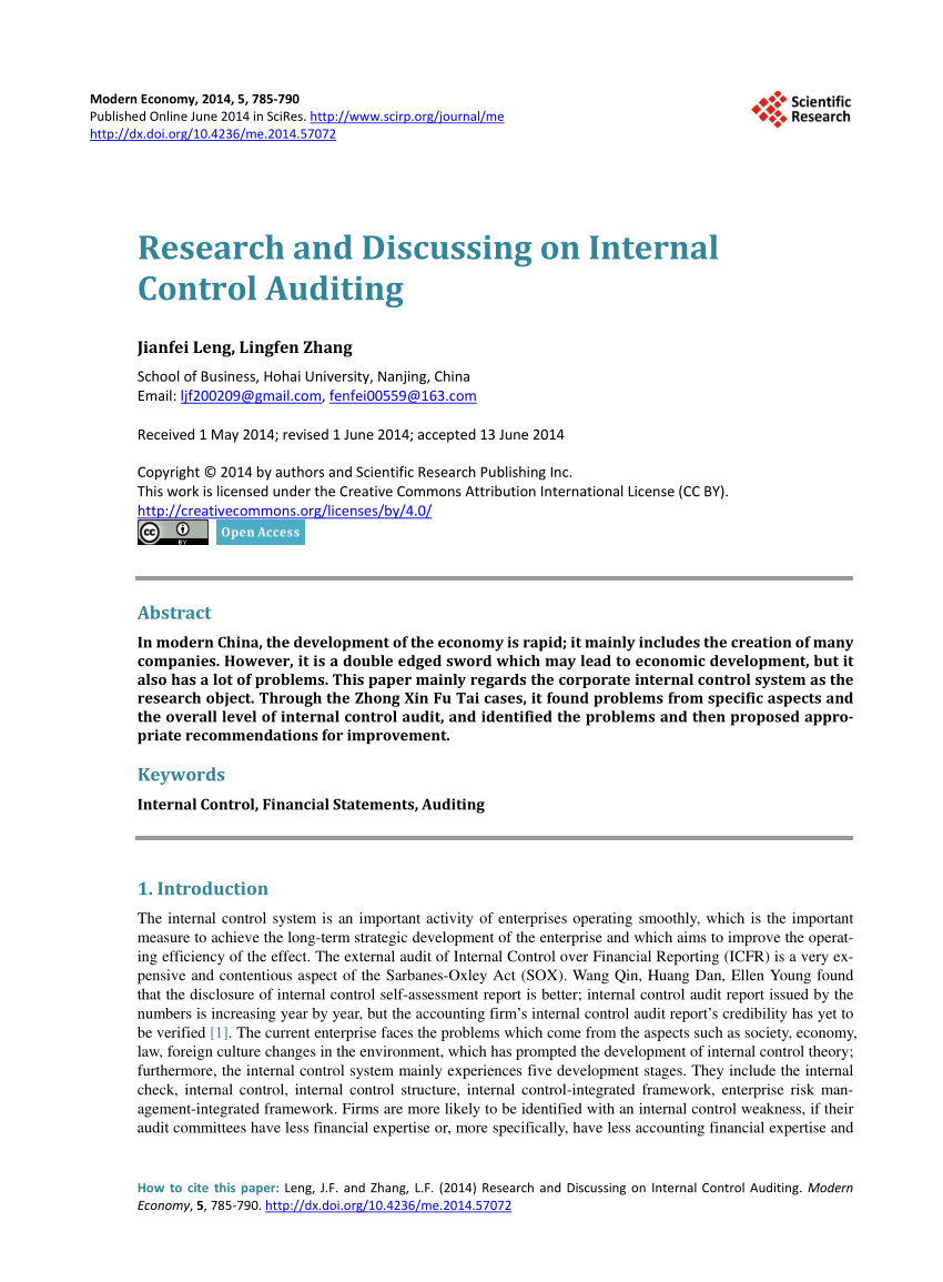 research on internal auditing