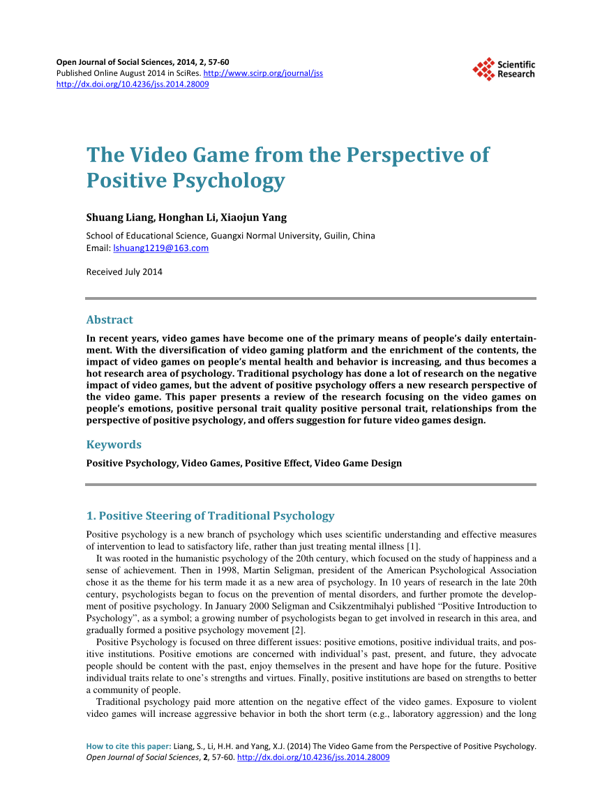 positive effects of video games research paper