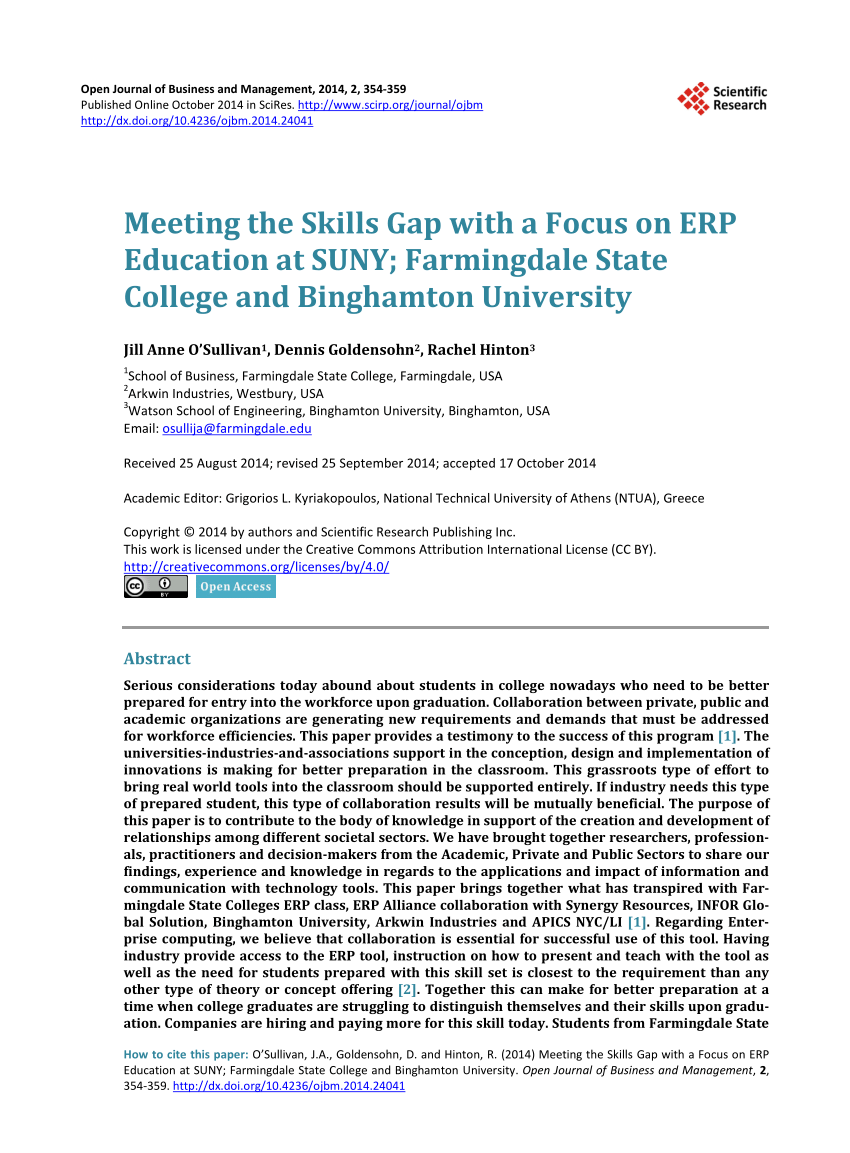 (PDF) Meeting the Skills Gap with a Focus on ERP Education at SUNY