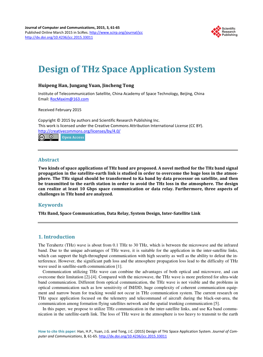 (PDF) Design of THz Space Application System
