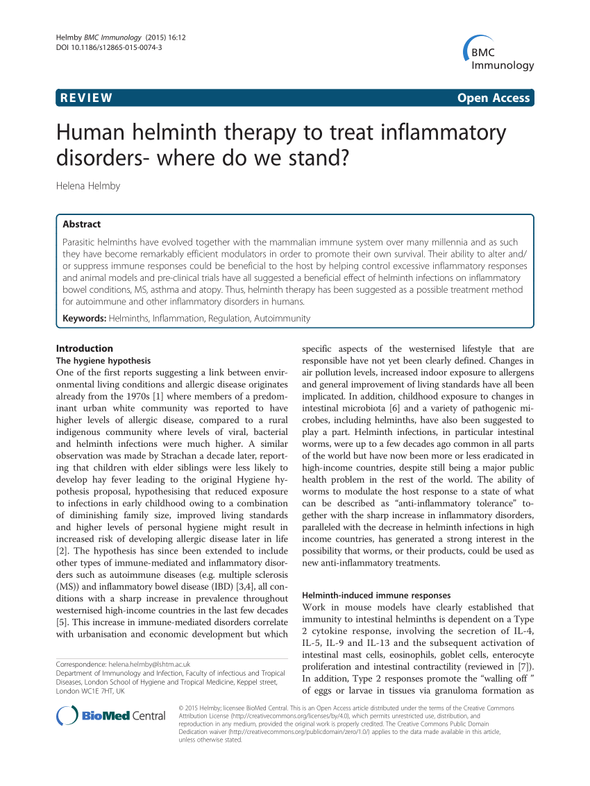 inflammatory bowel diseases helminth therapy