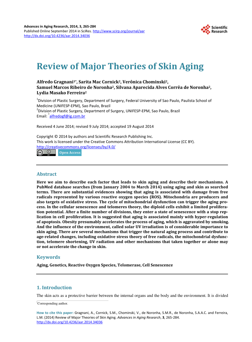 Pdf Review Of Major Theories Of Skin Aging