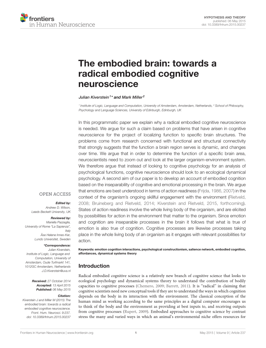according to the presentation what is embodied neuroscience