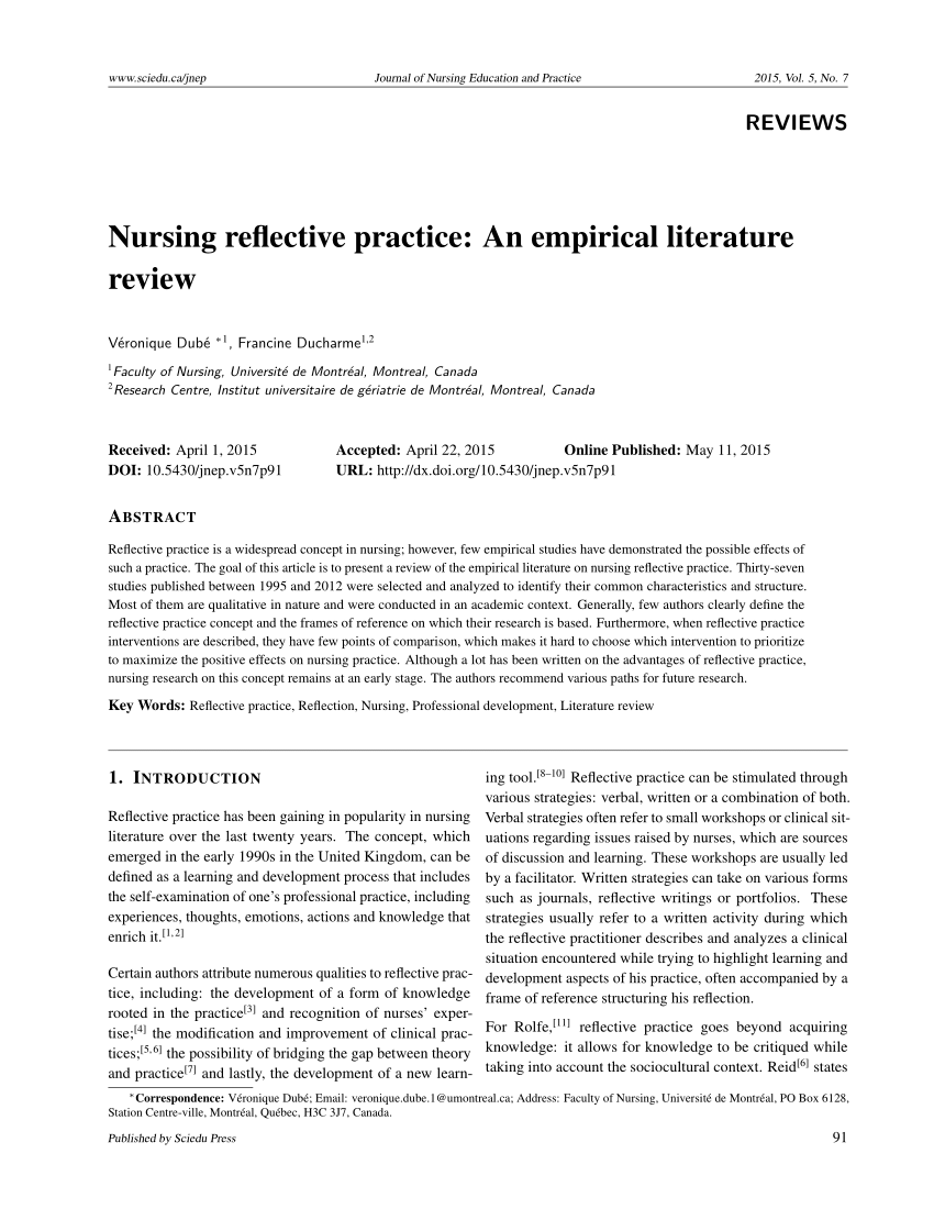 Reflective nursing essay