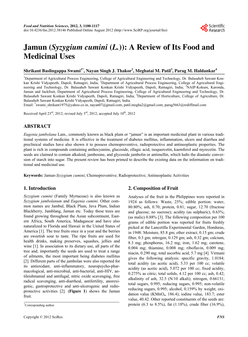 syzygium cumini research article pdf