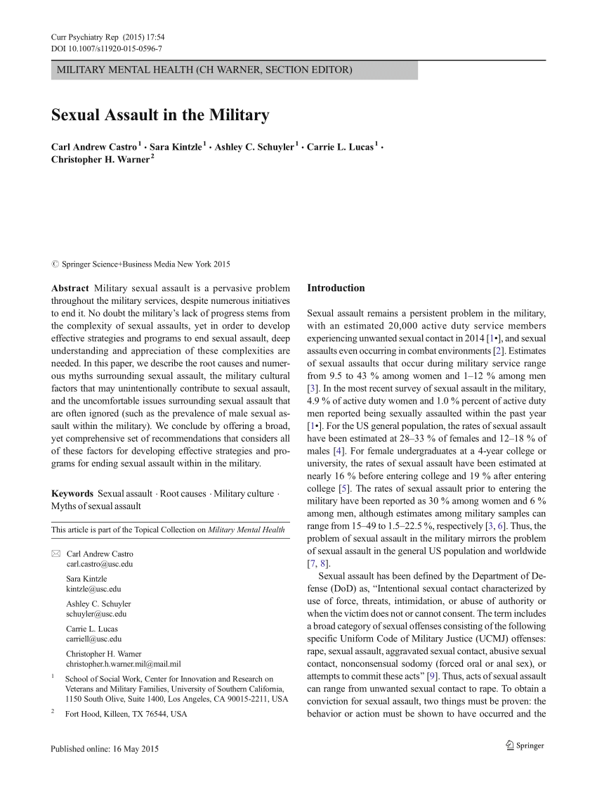 sexual assault in the military research paper