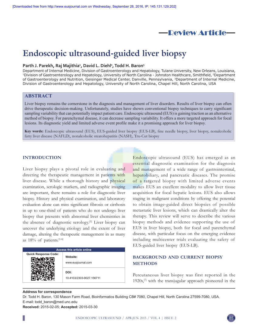 (PDF) Endoscopic ultrasoundguided liver biopsy