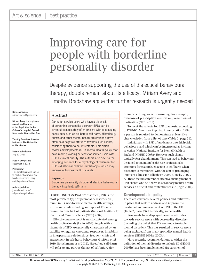 case study for borderline personality disorder