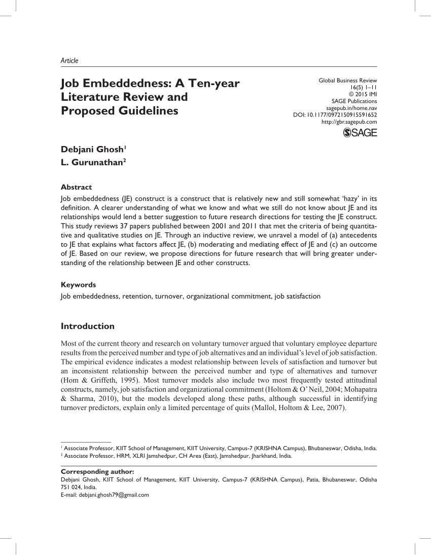 literature review on job analysis pdf