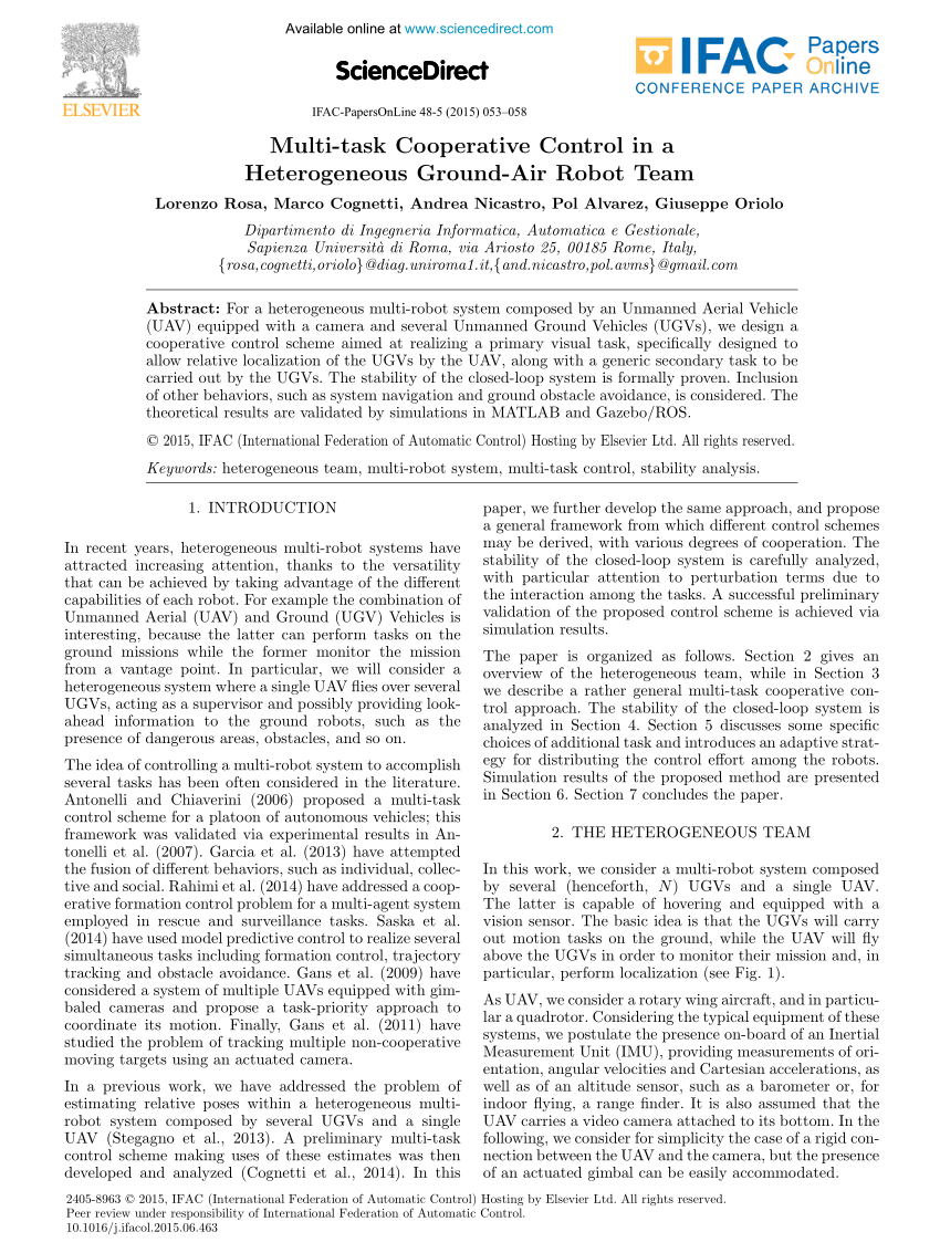 (PDF) Multi-task Cooperative Control in a Heterogeneous Ground-Air ...