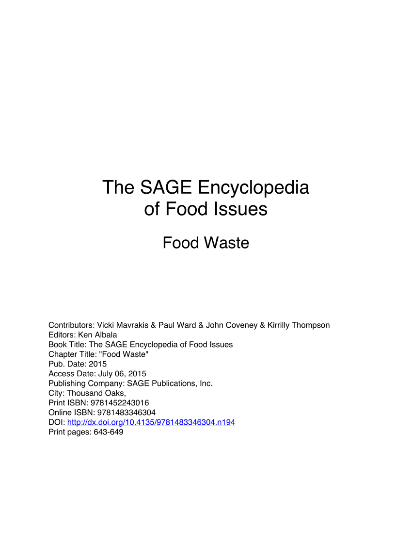 thesis statement of food waste