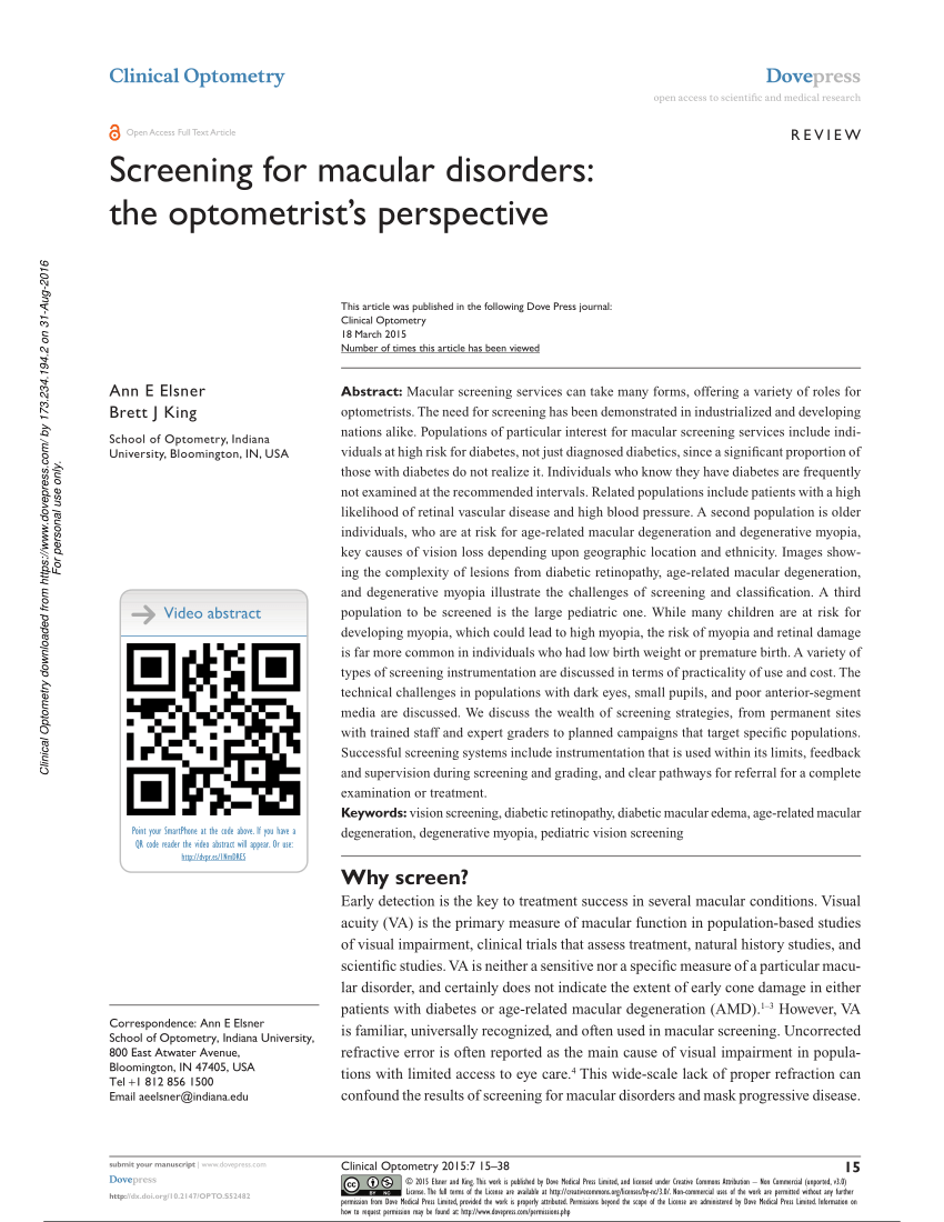 PDF Screening for macular disorders The optometrist s perspective