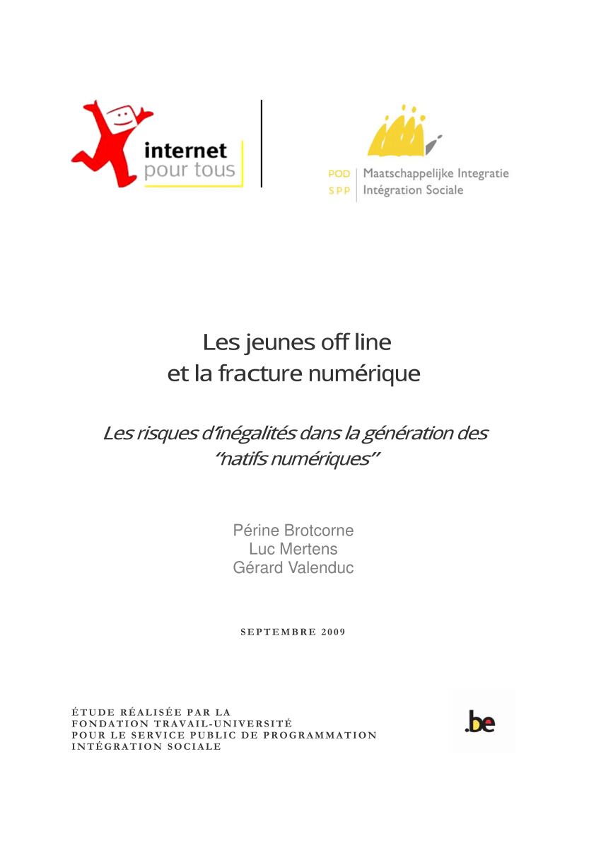 Pdf Les Jeunes Off Line Et La Fracture Numerique