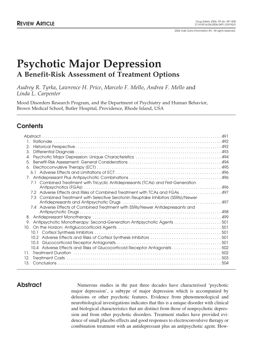 literature review psychotic depression
