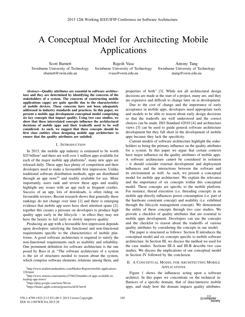 Pdf A Conceptual Model For Architecting Mobile Applications