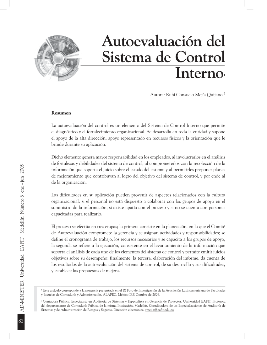 PDF) Autoevaluación del Sistema de Control Interno