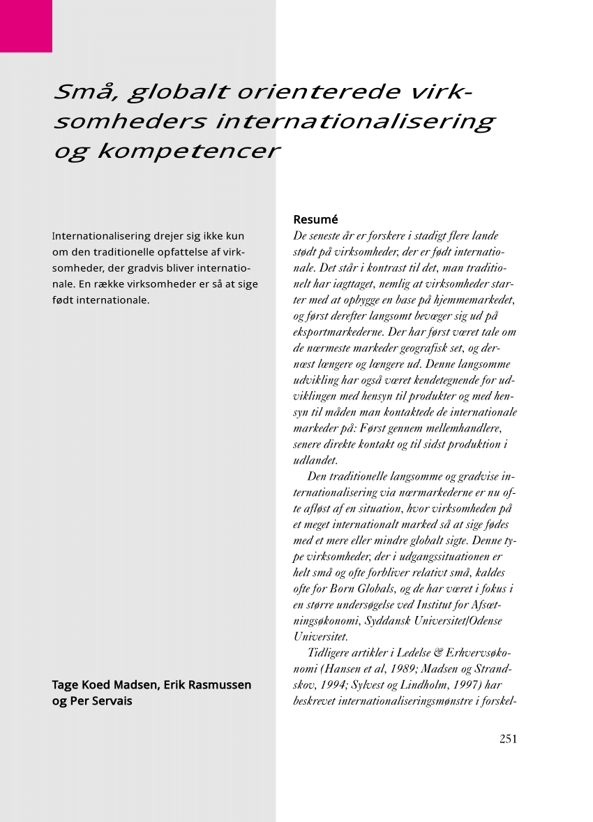 PDF) Små, orienterede internationalisering og kompetencer