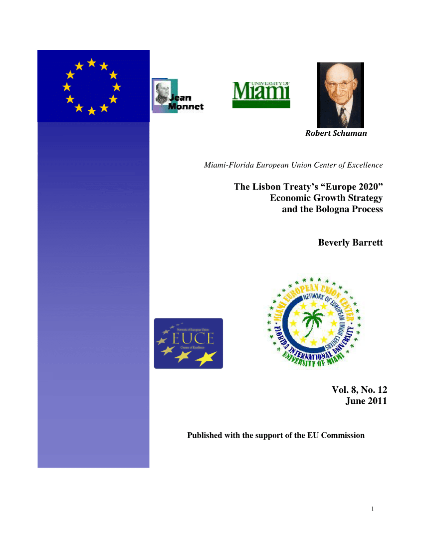 Pdf The Lisbon Treaty S Europe 2020 Economic Growth Strategy And The Bologna Process Jean Monnet Robert Schuman Paper Series Vol 8 No 12 June 2011