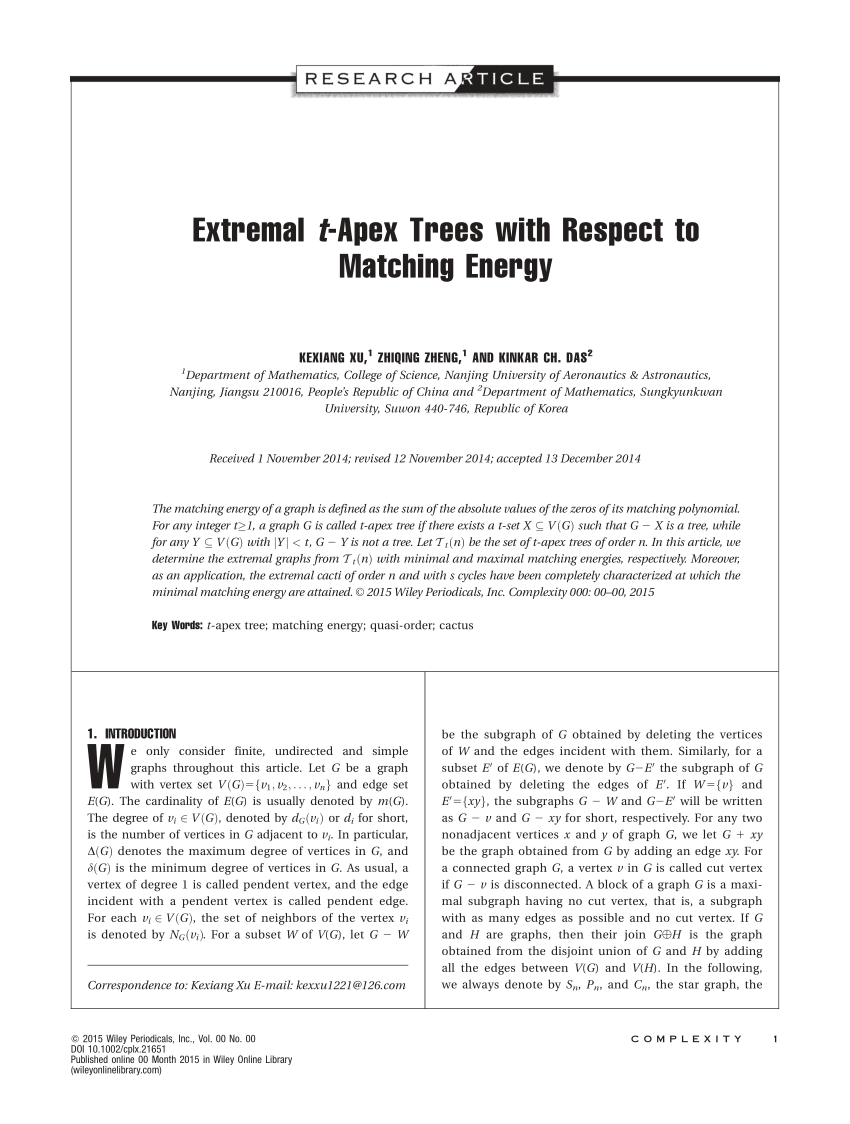 Pdf Extremal T Apex Trees With Respect To Matching Energy