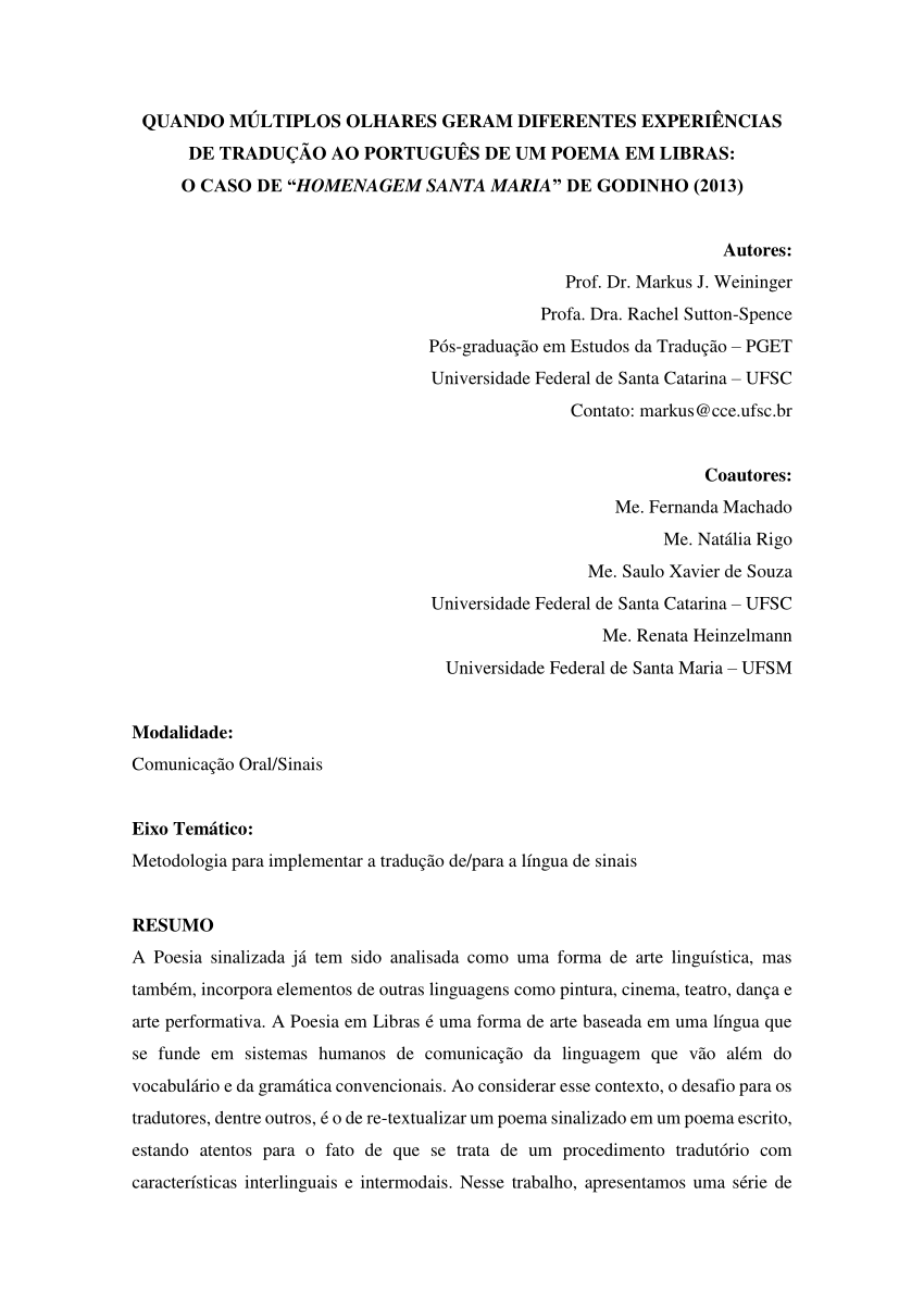 PDF) A tradução do verso livre em inglês por tradutores brasileiros: um  panorama de ideias