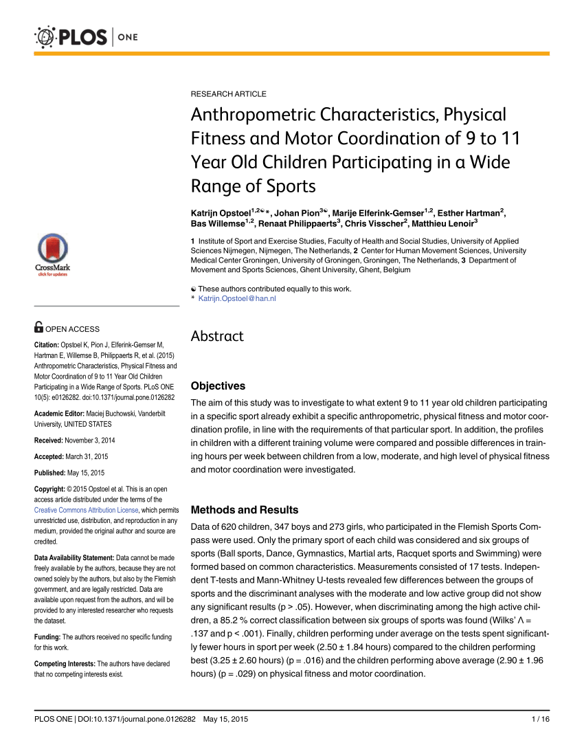 PDF) Supine-to-stand task performance and anthropometric characteristics in  children and adolescents Short title: Supine-to-stand performance in  children