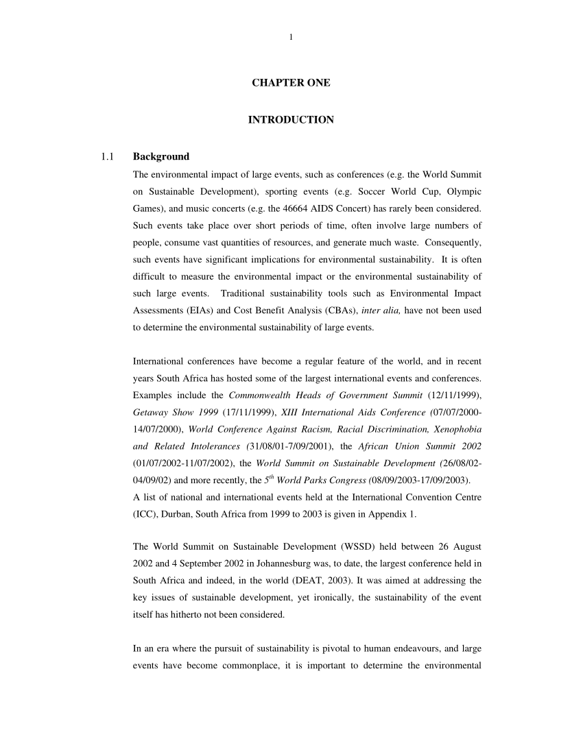 Pdf Assessment Of The Ecological Footprint Of The World Summit On Sustainable Development