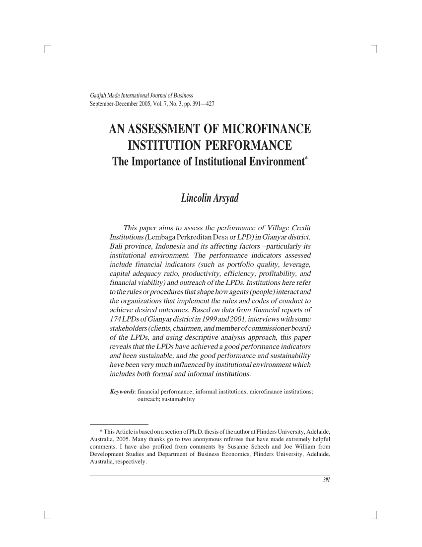 microfinance thesis questionnaire