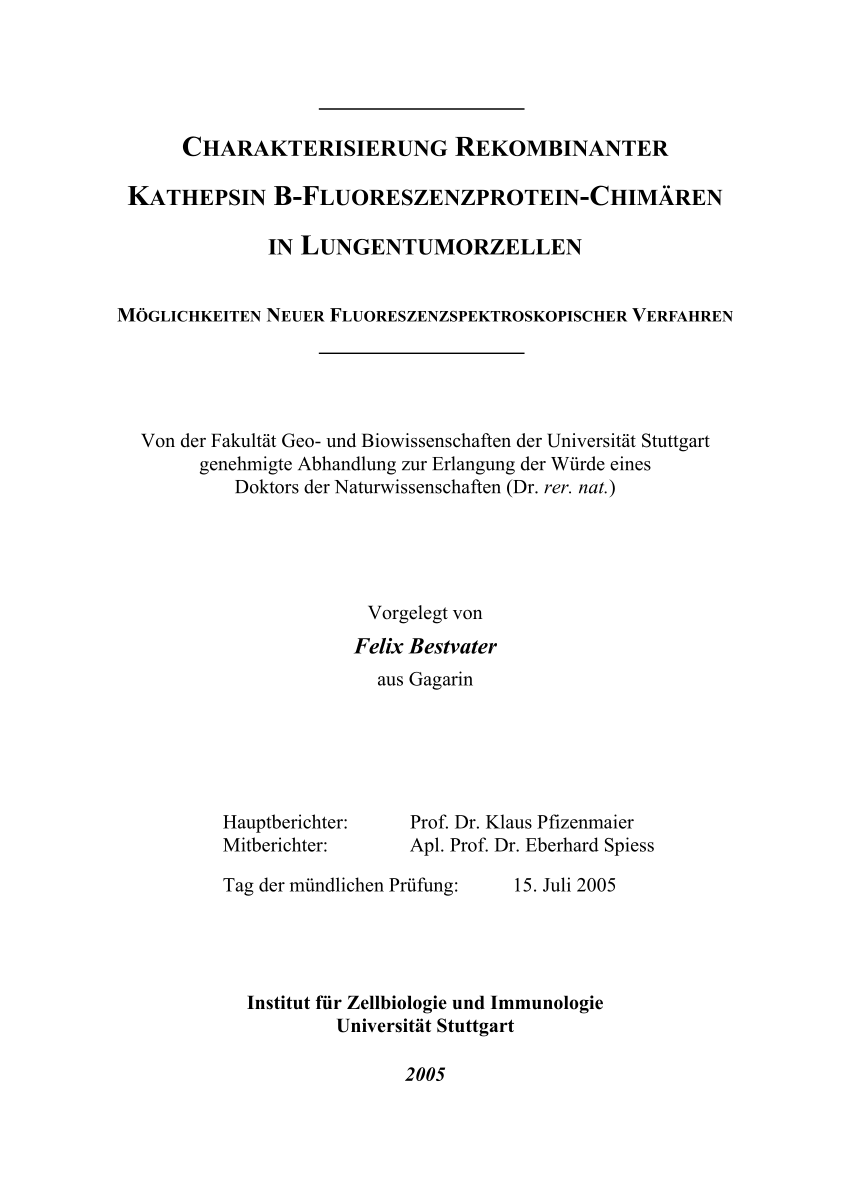 PDF) Charakterisierung rekombinanter Kathepsin B ...