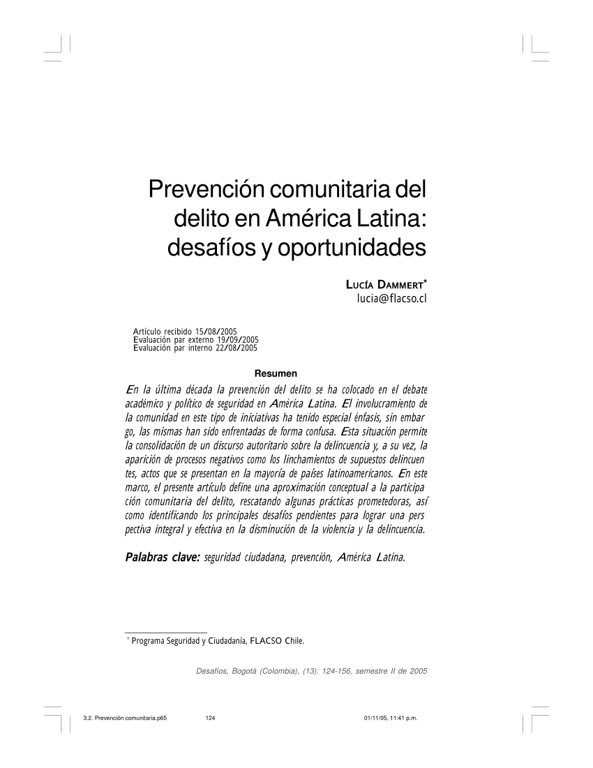 PDF) Prevención comunitaria del delito en América Latina: desafíos y  oportunidades
